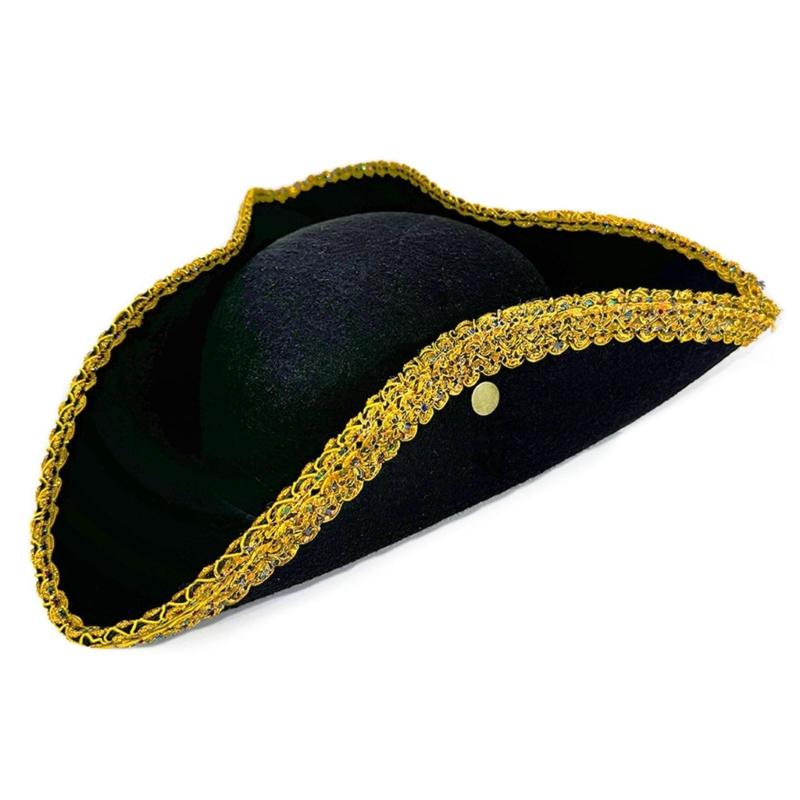 Sparkling Rhinestones Hat Role Playing Pirate Hat Stylish Halloween Hat for Festives Event 1