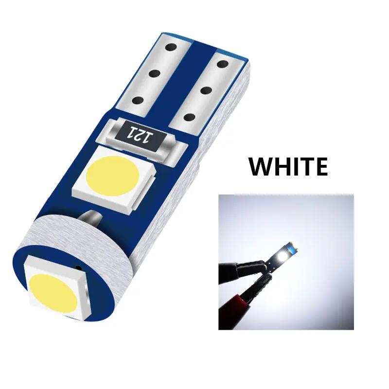 

10 шт. T5 LED W3W 3SMD 3030 Клиновидная лампа-индикатор предупреждения на приборной панели, лампочки для приборов CANbus, внутреннее освещение автомобиля T5 белый