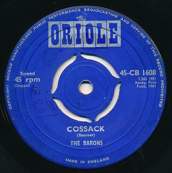 

7inch Record BARONS - Cossack / Summertime 45CB1608 Oriole 1961 UK Rock Used