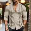 Fashion Lapel Shirt Striped Plaid Blue Green Shirt Tiger Totem Black White HD Pattern Cuban Broken Collar Fashion Popular