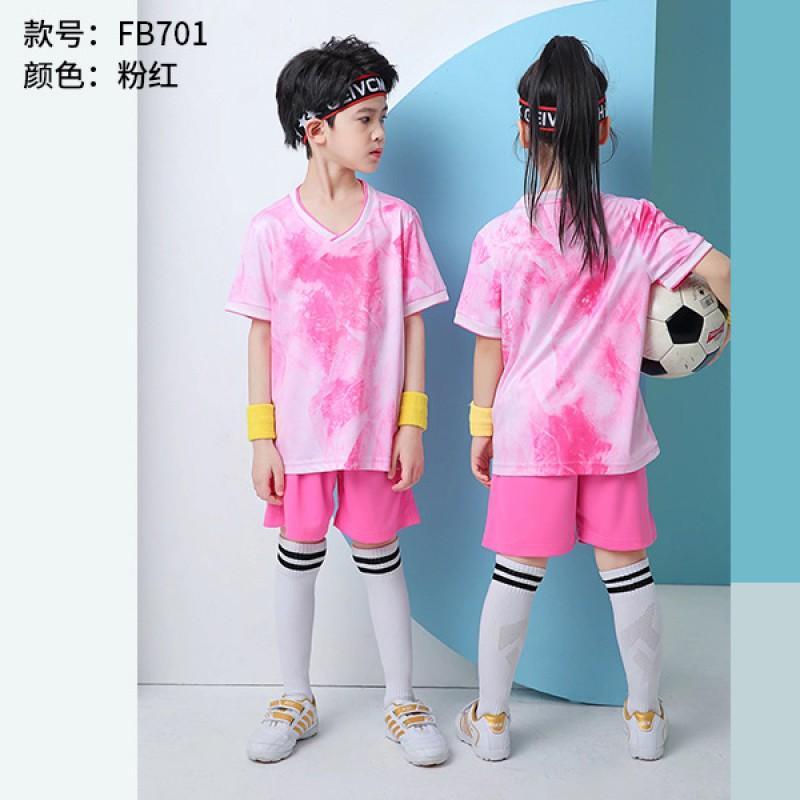 Kids Soccer Uniform Set Gradient Print Performance Jersey Short Sleeve Kit Training Match