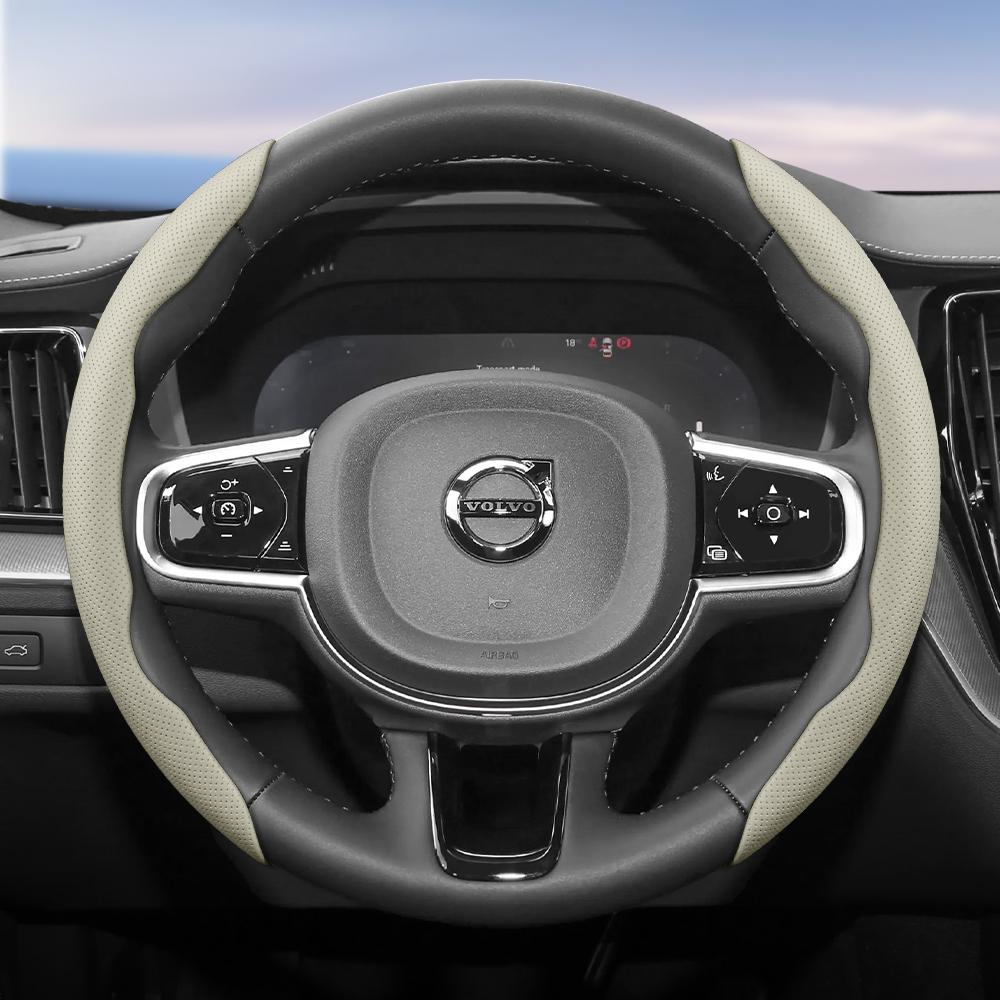 Suitable for Volvo Breathable Holes Leather Steering Wheel Cover Segmented Quick Release Design Non-Slip Durable V40 V70 S60 C30 S40 