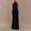 Cross-border European and American Women's Clothing  Amazon Sexy Casual Semi-turtleneck Top Sleeveless Split Hip Skirt