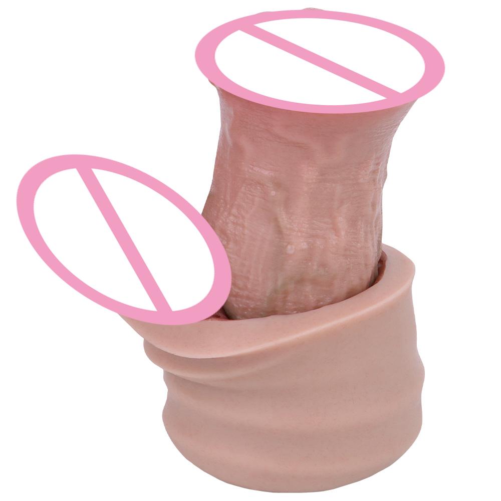 Lifelike Condom Enlargement Penis Sleeve Male Delay Ejaculation Realistic Penis Extender Sex Toys for Men Cock Sleeve