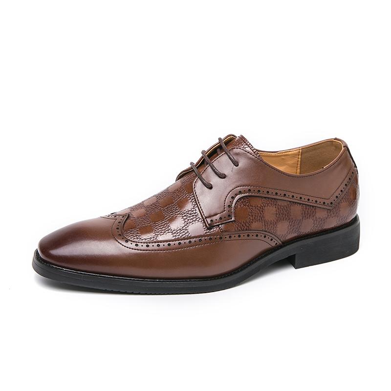 

British 46 47 48 plus-size leather shoes Men s lace-up Business dress casual shoes Brogues men s shoes pointed fashion shoes 46