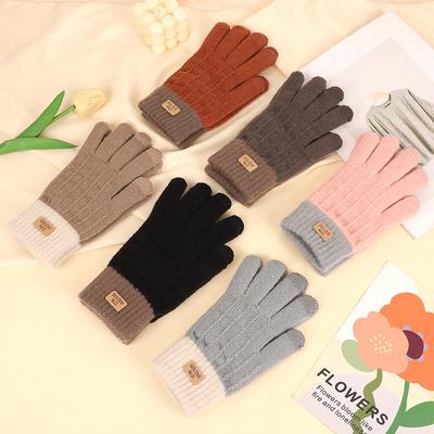 Winter New Knitted Thermal Gloves Men's and Women's Thickened Cycling Wool Finger Gloves