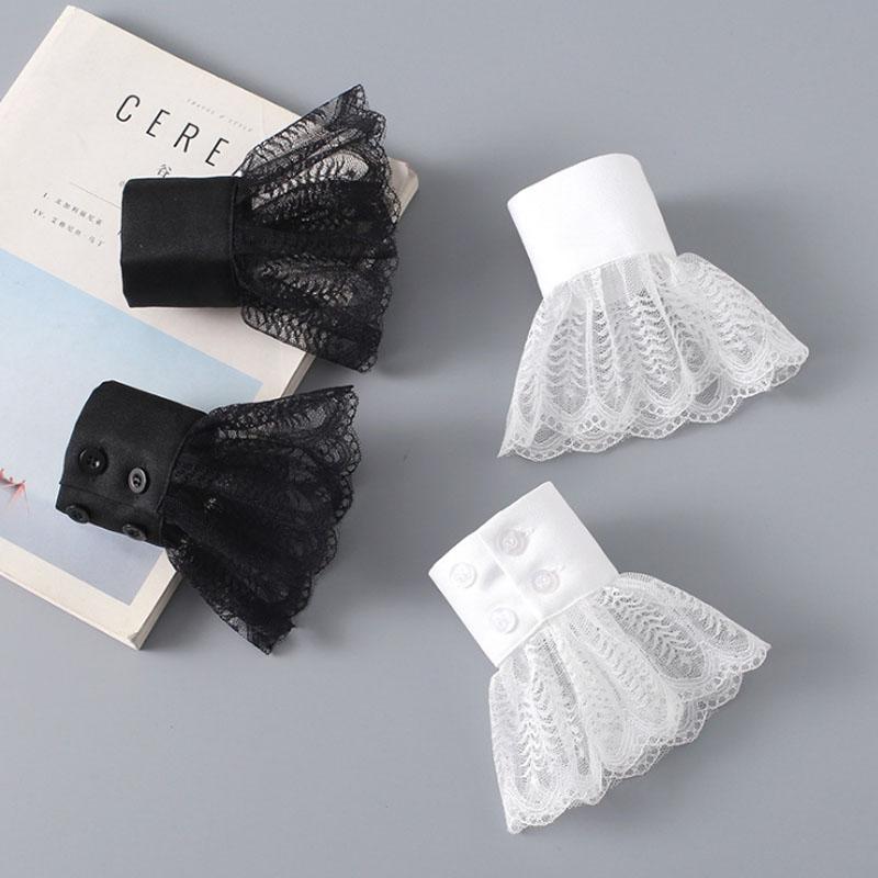 Hollow Out Embroidery Floral Lace Fake Sleeves For Sweater Wedding False Sleeve Cuffs Princess Wrist Warmers Sweater Decorative
