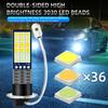 2PCS H1 H3 LED Car Fog Light Bulbs 12-36V Headlight 3030 36SMD Car Day Driving Running Lamp Auto Front Lamp White Yellow Blue