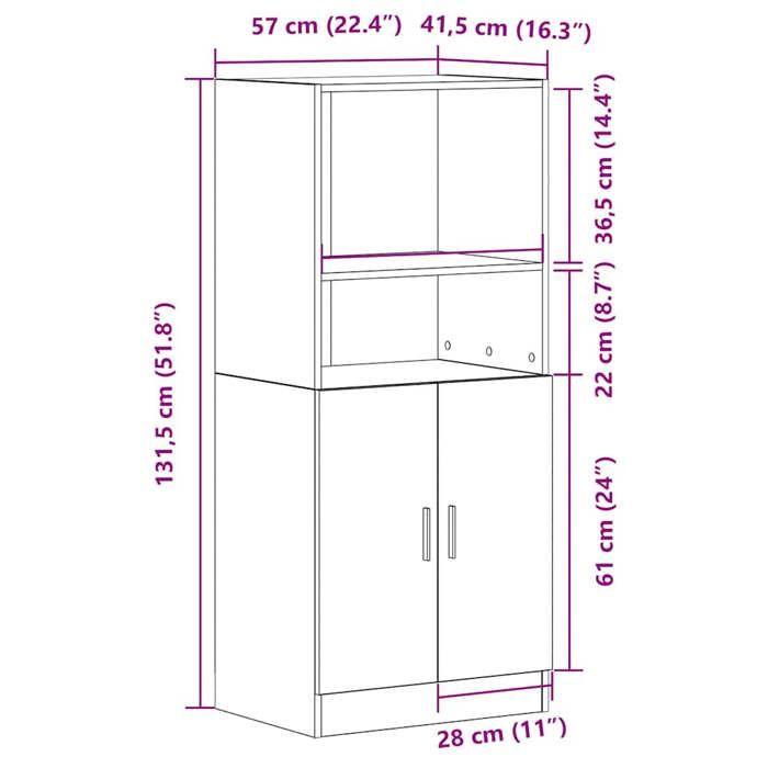 VidaXL Armoire de cuisine blanc 57x41,5x131,5 cm bois d'ingénierie 860121