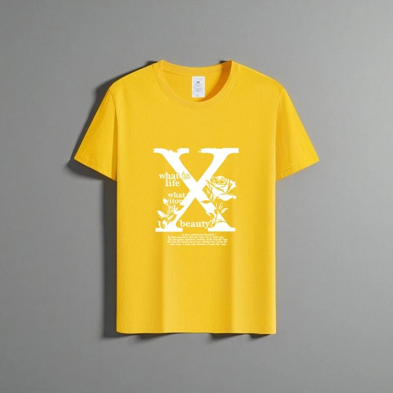 Sommer neues Unisex vielseitiges reines Baumwoll-T-Shirt modisches lässiges Rundhals-Oberteil atmungsaktive lockere Passform Print Kurzarmhemd