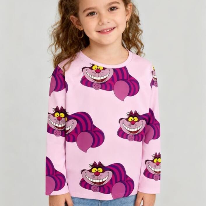 4-15 Years Old Comfortable Polyester Girls Children Long Sleeve T-Shirt Cartoon 3D Printed T Shirt Kids Clothing