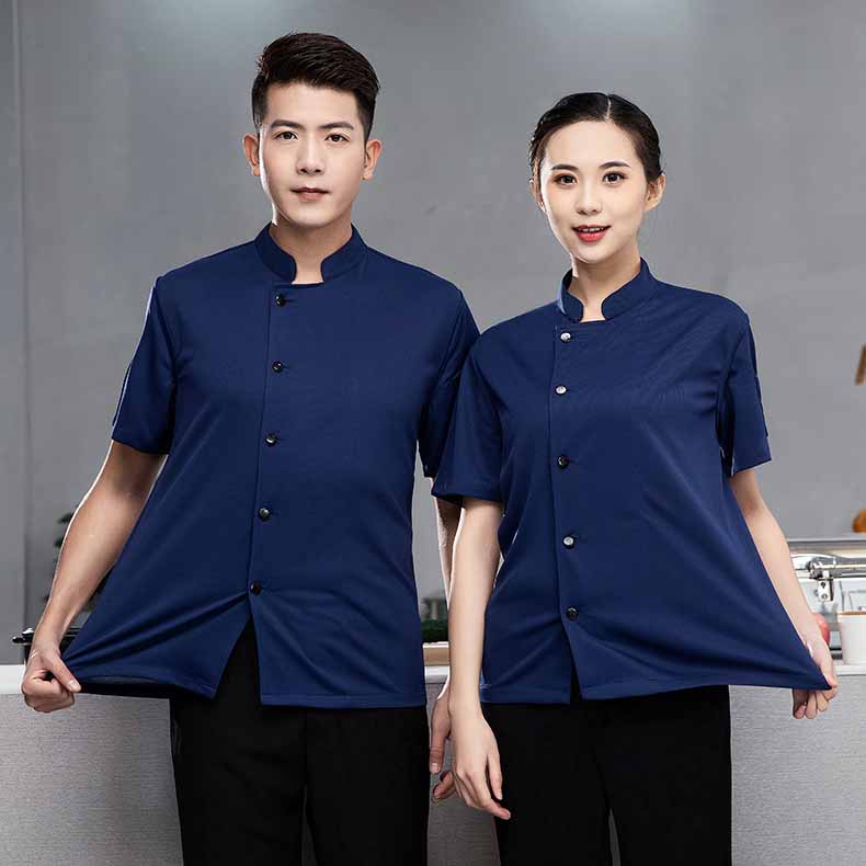 Summer Cool Unisex Chef Jacket Breathable Short Sleeve Cook Shirts Men and Women Restaurant Hotel Uniform Catering Work Coat