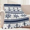 Cozy Throw Blanket Featuring a Nautical Anchor And Ship Wheel Design Travel Or Home Office Use. an Ideal Gift for Birthdays