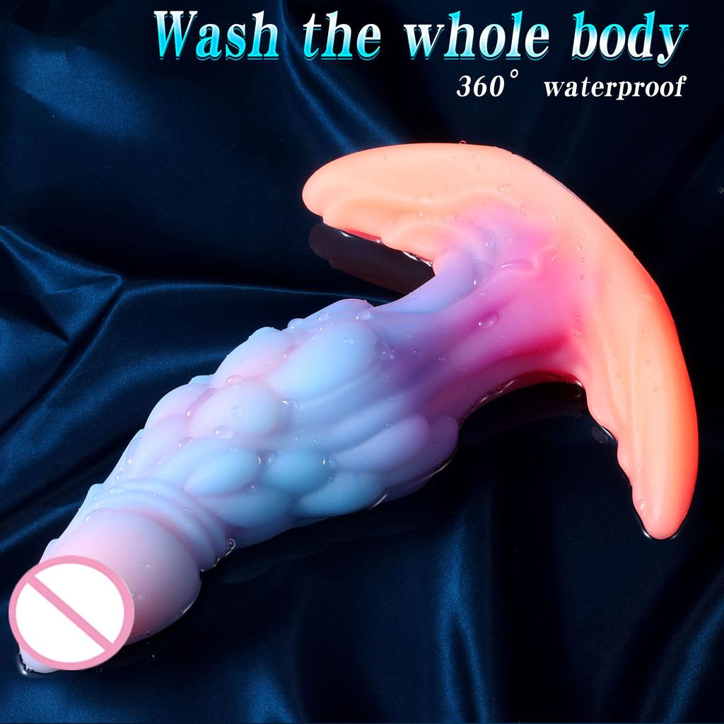 Luminous Monster Dildo Wearable Anal Plug Huge Penis Alien Anal Dildo Masturbator Butt Plug Dilator Sex Toys Vaginal Clitoral Anal Stimulation Unisex