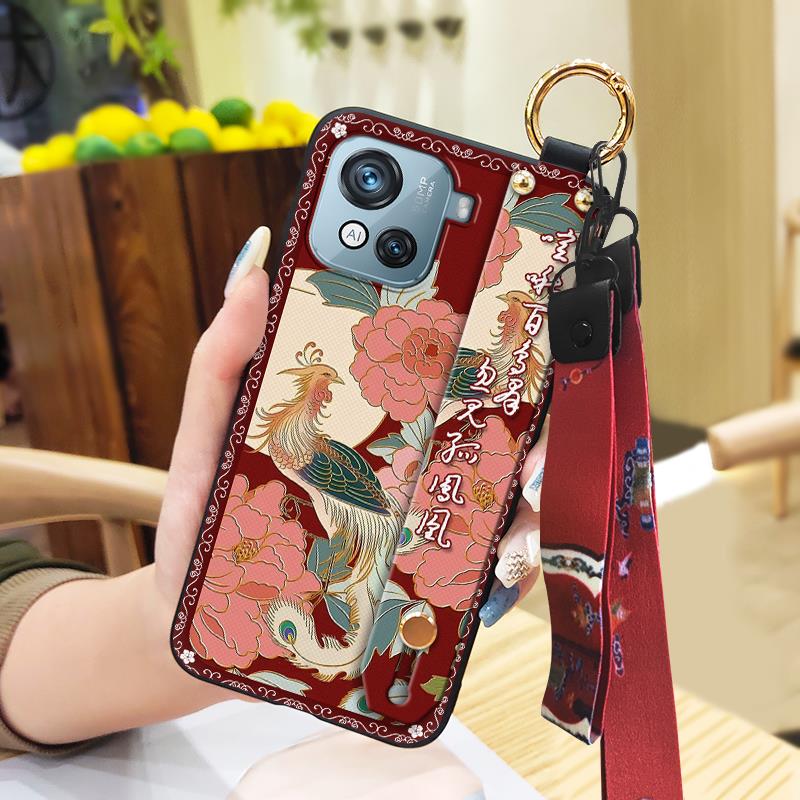 Durable Elderly Lady Phone Case For Blackview Oscal C80 Back Cover Waterproof Ring Silicone Phone Holder Fashion Lanyard