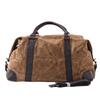Retro-style Travel Handbag Made of Waxed Waterproof Canvas with Cowhide, Large-capacity Men's Weekend Bag