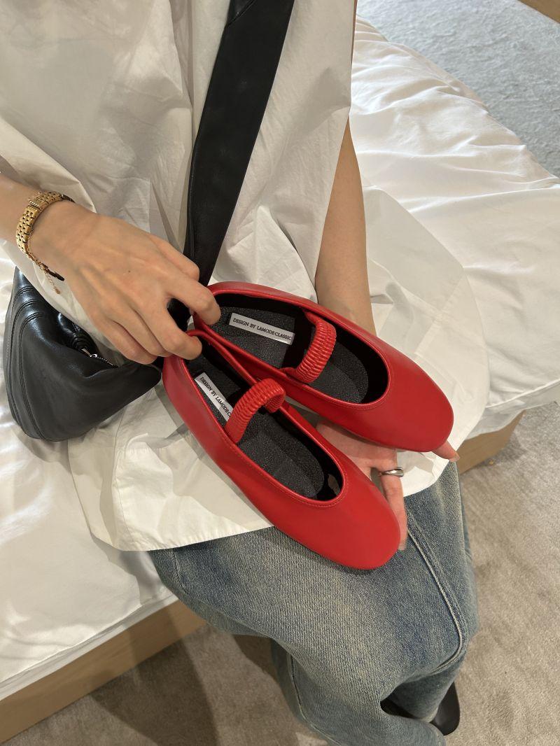 

Fashion IPPEUM Ballerinas Zapatos Mujer Round Toe Summer Dress Mary Janes Ballet Flats Shoes For Women 225 красный