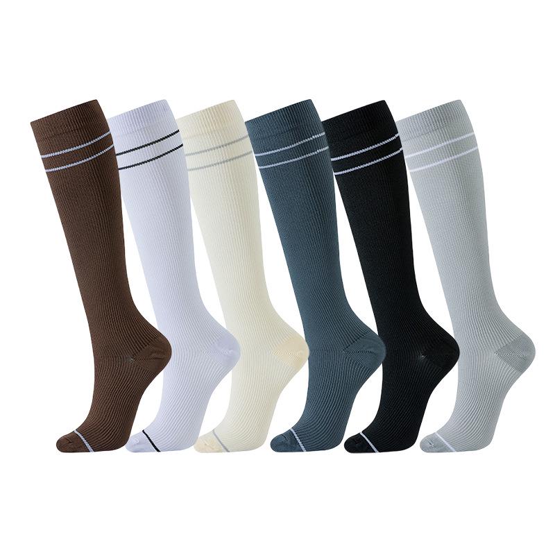 Herbst Damen Europäische & Amerikanische Sport Kniehohe Kompressionssocken, Hochelastische Schlankheits-Wadensocken