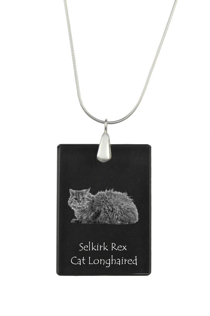 Selkirk Rex Longhaired - Crystal pendant with cat, silver necklace with photo, personalised pendant by Art-Dog brand