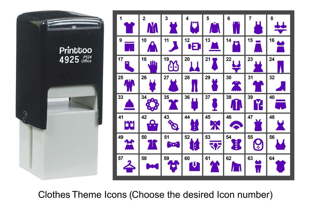 Printtoo Clothes Theme Icons Rubber Stamp Self Inking Stamper 24 Mm