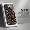 Flower and plant tempered glass phone case suitable for Samsung Galaxy S26 S25 S24 S23 S22 S20FE/Ultra/Plus anti drop back cover