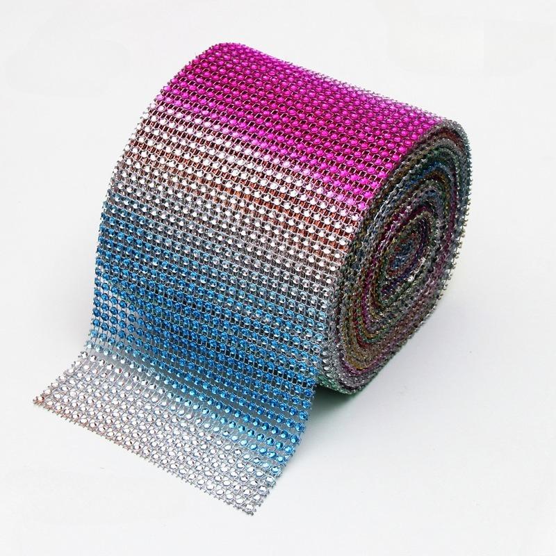 10Yard 4mm Crystal Rhinestones Fabric Elastic Mesh Net Crystal Trim Fabric for Diy Garment Dresses Scarf Mask Material