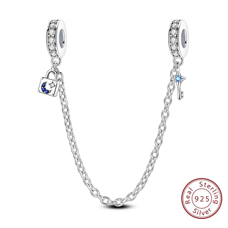 Girl New Stars Safety Chain Clip Charms Metal Key Locks Pendent Fit Original Bracelets Make Your Own Festival Accessory Elegant Fashion Beautiful