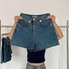 Summer Denim Shorts Women's Trendy Versatile High Waisted Loose Fit Straight Leg Casual Mid Length Vintage Pants