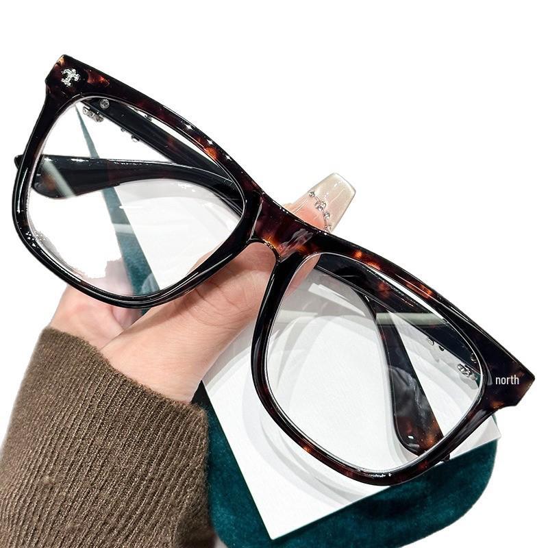 Korean Style Retro Square Blue Light Blocking Glasses for Men & Women - Trendy Clear Lens