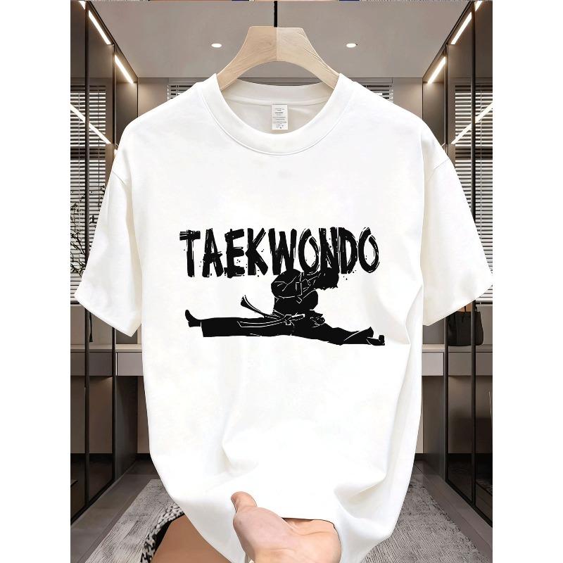 European sizes Round Neck Men's T-Shirt Summer Casual Trendy Taekwondo Athlete Kick Pattern T Shirt Sportswear Casual Wear for Adults
