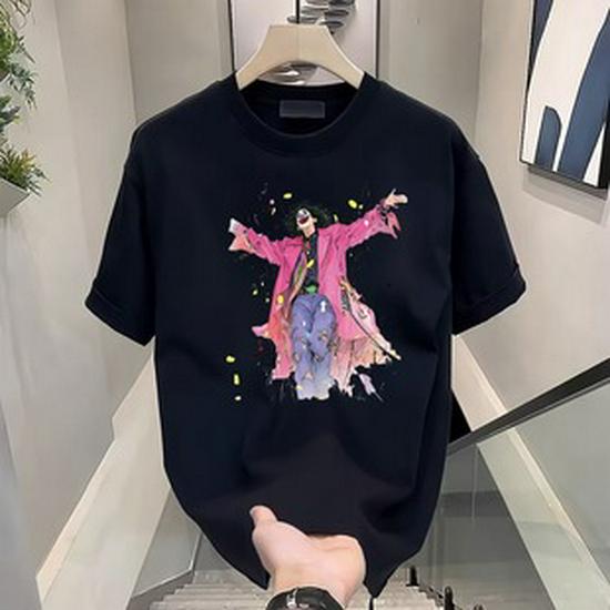 2024 Trendy Men's Cotton Short-Sleeve Round Neck Cartoon Print T-Shirt