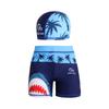 Kids Waterproof Swim Trunks with High Elasticity Four Corner Design and Matching Swim Cap Suitable for Summer Swimming Activities