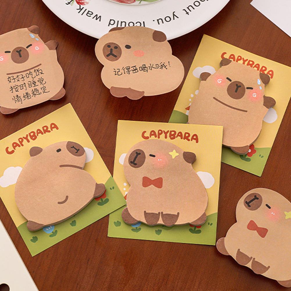 4PCS Creative Capybara Sticky Notes Kawaii Memo Pads Bookmark Stickers Office Study Supplies