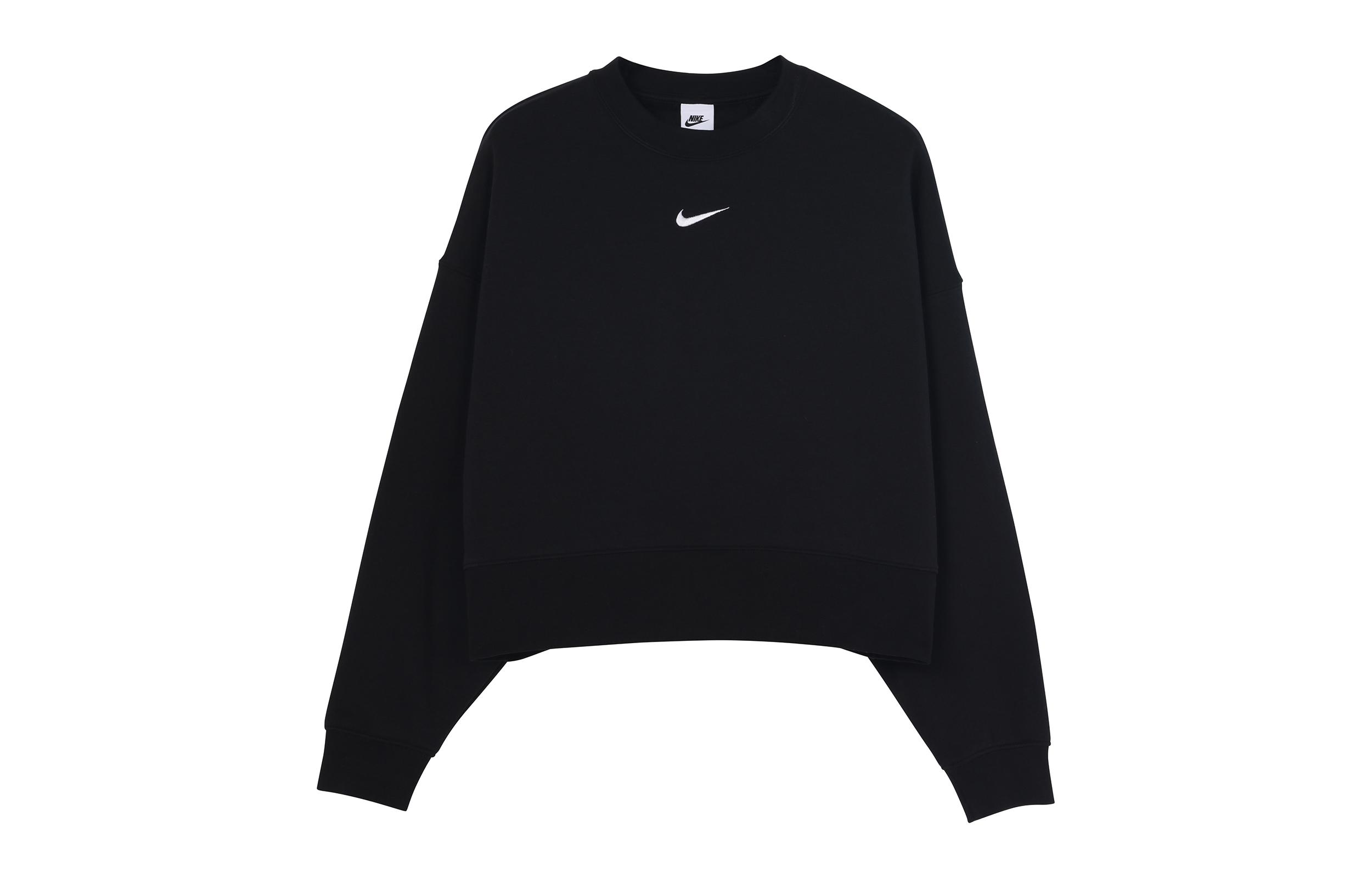 Nike Sportswear Collection Essentials Small Logo Brushed Thermal Knitted Fabric Pullover Fleece Lined Crew Neck DJ7666-010 S
