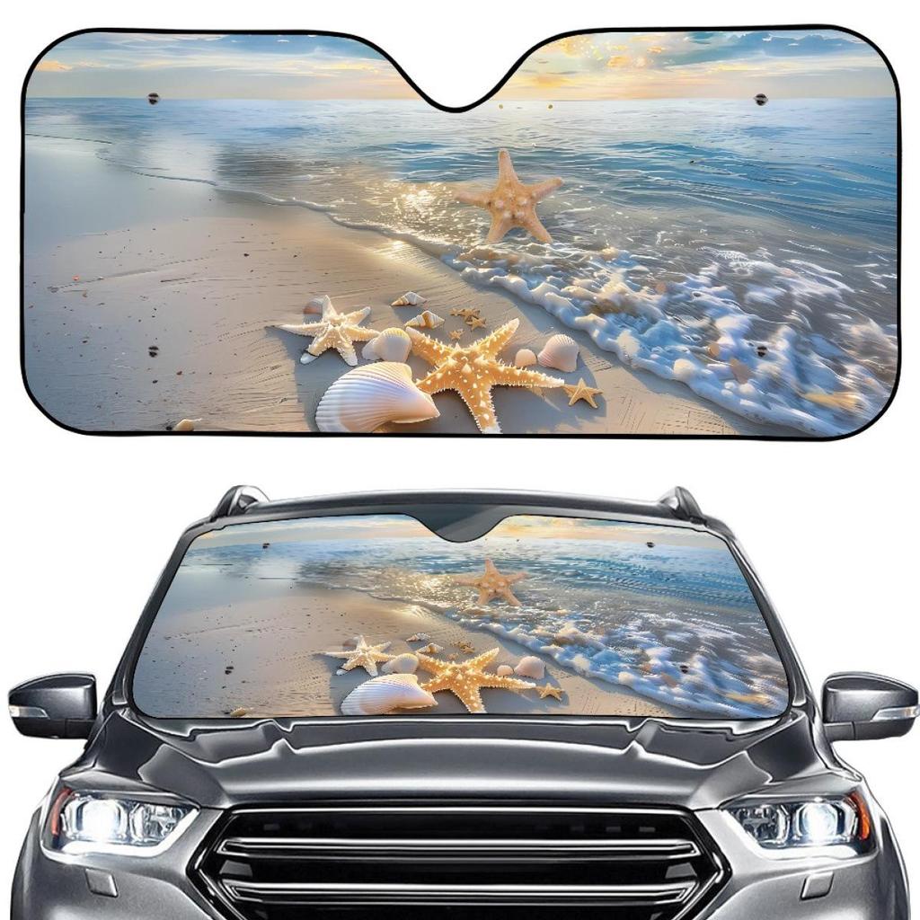 Summer Beach Shell Car Windshield Sunshade - Portable, Thin, No Installation Needed (Order from 1 Piece)
