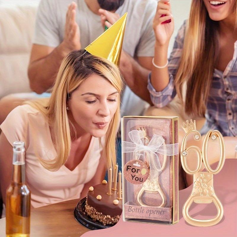 1pc 60th Birthday Bottle Openers, Rose Golden, Versatile Celebration Gifts, Metal, with No Electricity Needed, for Anniversary, Wedding
