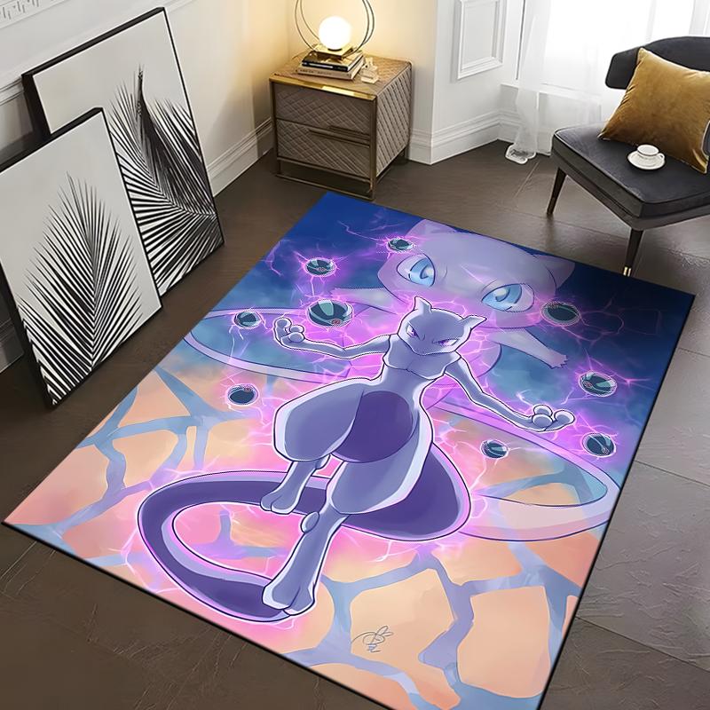 Cool Pokemon-Mewtwo Kreslený Anime Koberec do Obývacího Pokojového Herního Koberce Měkká Podlaha Kreslené Koberce Koupelnová Rohožka Jóga Podložka Domácí Dekor