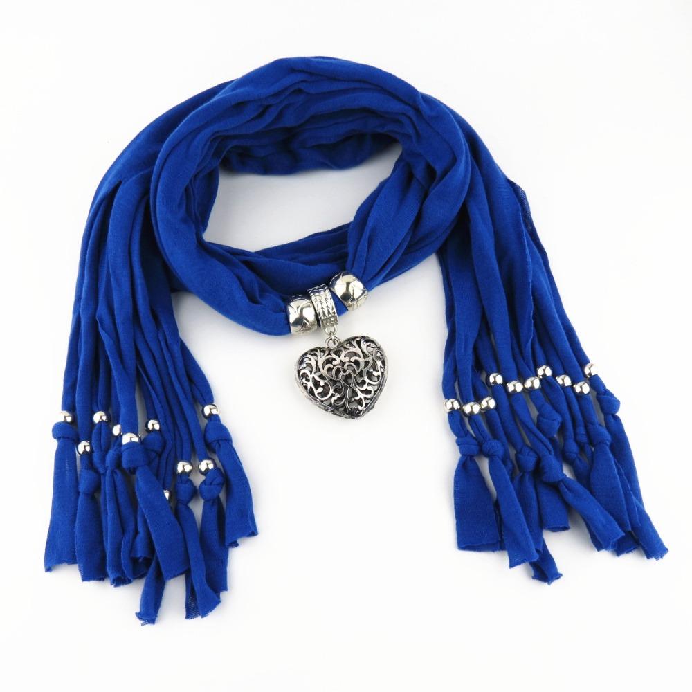 

Новая мода этнический полиэстер полотняного переплетения Tie dye кисточка полая двойной персиковый кулон ювелирные изделия шарф ожерелье женские цветные шарфы 180cmx40cm королевский синий