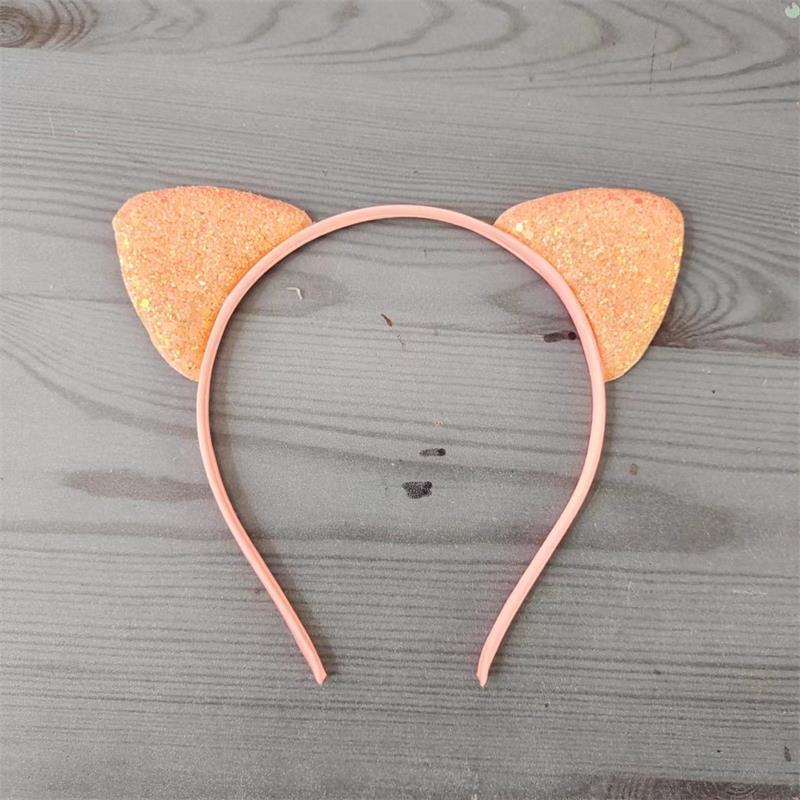 Cartoon Cat Ear Headband for Kids: Cute Scallion Powder Color Hair Accessory светло-оранжевый