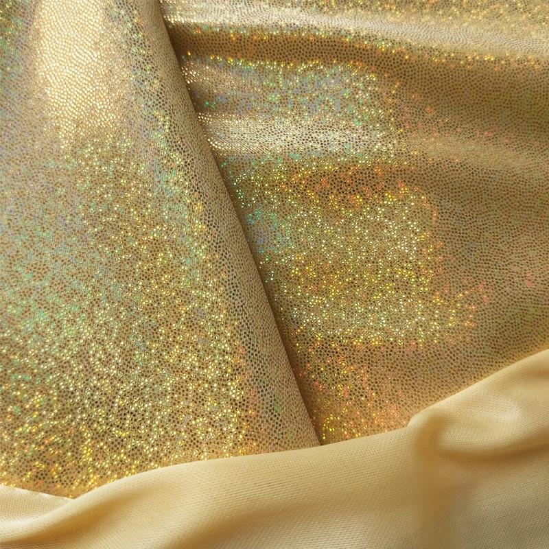 Šířka 150 cm Třpytivá laserová polyesterová tkanina Duhové holografické pozadí na svatební hostinu Panenka Oblečení Dekorační materiál DIY