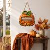 Festive Harvest Festival Decor Autumn Pumpkin Gnome Welcome Sign for Front Door, Rustic Wood Hanging Thanksgiving Wall Ornament with Hemp Rope