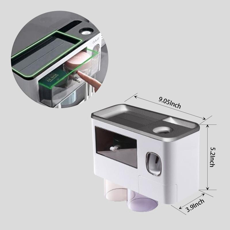 1 Set Of Toothbrush Holder Wall-mounted Non-perforated Automatic Toothpaste Dispenser Toothbrush