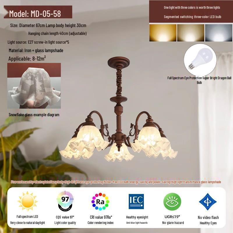 Romantic French Mid-Century Flower Chandelier for Living Room, Bedroom & Restaurant