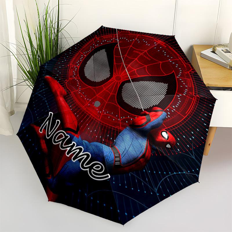 1PC SpiderMan Homecoming - Custom Name Automatic Folding Umbrella - Compact 8-Rib Design, Durable Plastic & Iron, Daily Use S0106028