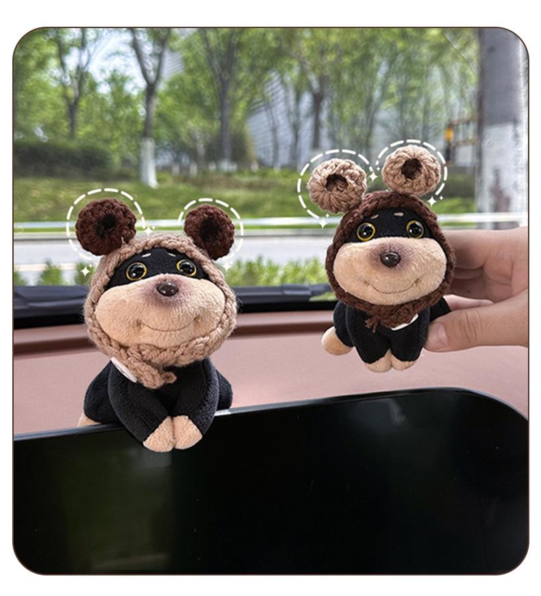 Plush Bee Dog Car Ornament - Cute Lying Doll for Console Display