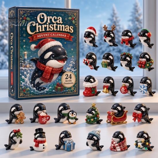 Christmas Party Favors for Children 2026 Ocean Creature Advent Calendar, 24-Day Acrylic Ornament Set with Holiday Decoration Bedroom Marine