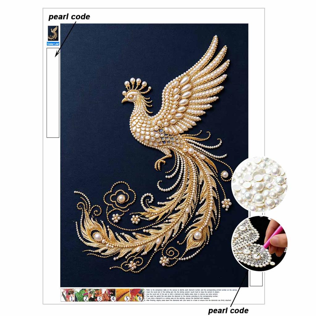 DIY Pearl Embroidery Diamond Painting Kit Phoenix Symbol Sparkling Beads Art Craft Handmade Decoration Gift for Home