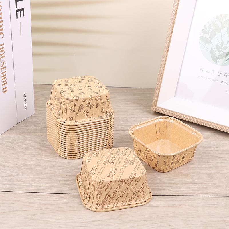 50Pcs Square Cupcake Paper High Temperature Resistant Oil-proof Chiffon Roll Cake Cup Baking Muffin Case Mold Holder