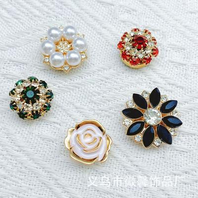 European and American Double-layer Flower Collar Buckle Fashionable Versatile Temperament Alloy Shirt Suit Neckline Decorative Buckle