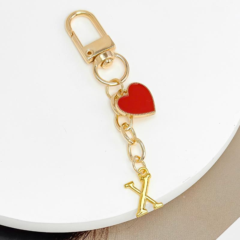 Metal Heart Letter Keychain Fashion A-Z Initial Keyring Charms Car Key Holders Bag Pendant Accessories Valentine'S Day Gift